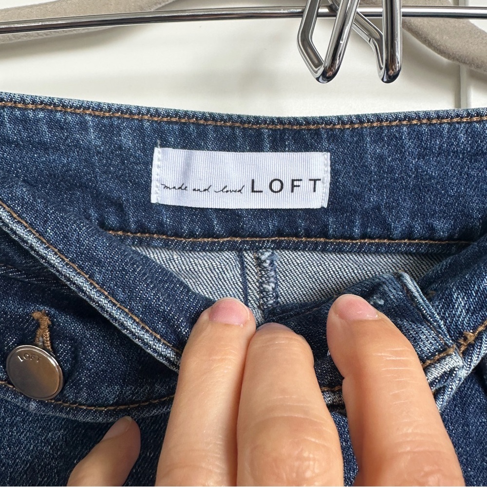 LOFT A-Line Denim Mini Skirt - Picture 2 of 4